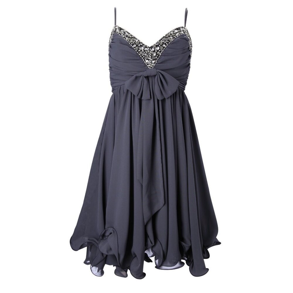 French Connection Pretty Penelope Strappy Dress Size 6 Black Rhinestone New